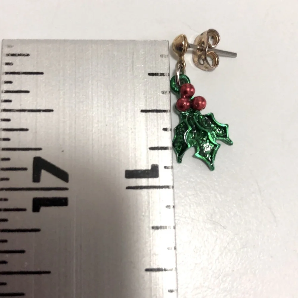 Christmas holly earrings